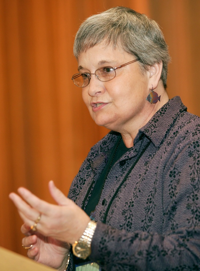 The Rev. Gayle Felton discusses a study on Holy Communion during the Pre-General Conference News Briefing. UMNS photo by Mike DuBose
