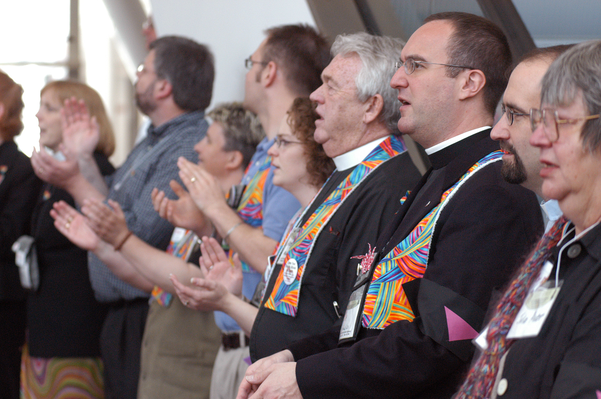Advocates for gay and lesbian rights protest church policies during the 2004 General Conference in Pittsburgh. A UMNS Photo by John C. Goodwin
