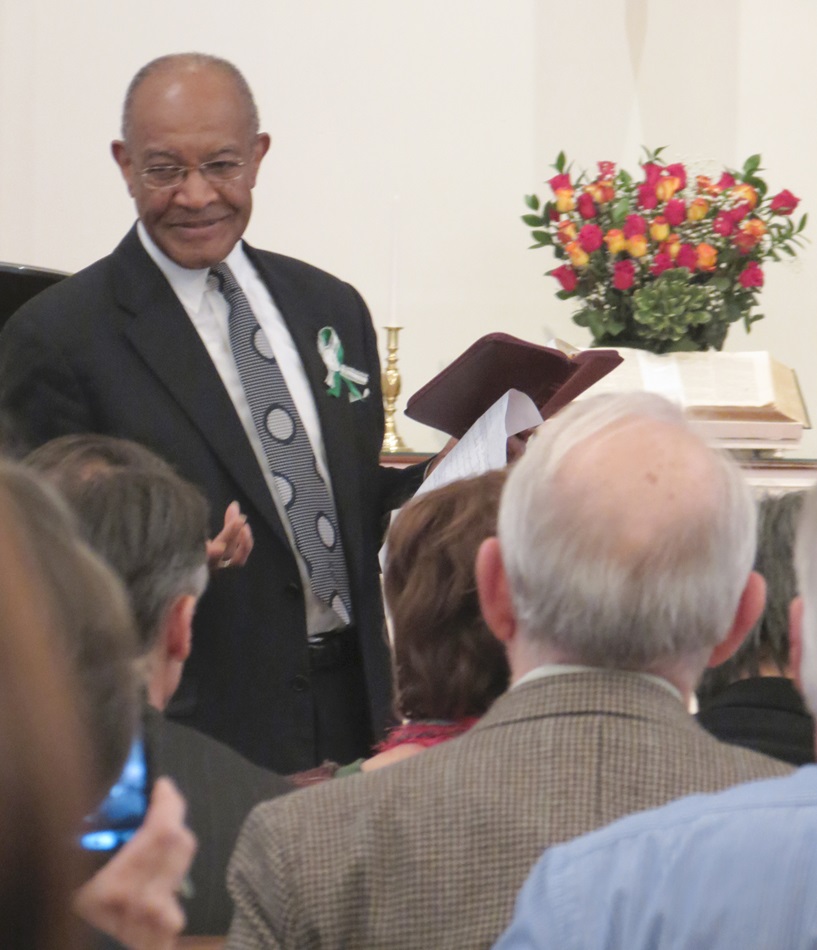Rev. Dr. James A. Forbes talks with Newtown area clergy about their pastoral leadership following the tragedy at Sandy Hook Elementary School. Photo by Joanne S. Utley