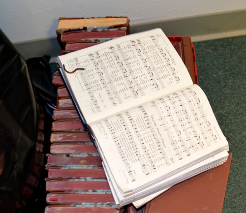 A worm made his way onto a hymnal in the flooded sanctuary of First United Methodist Church in LaPlace. A number of its friends were found throughout the building.