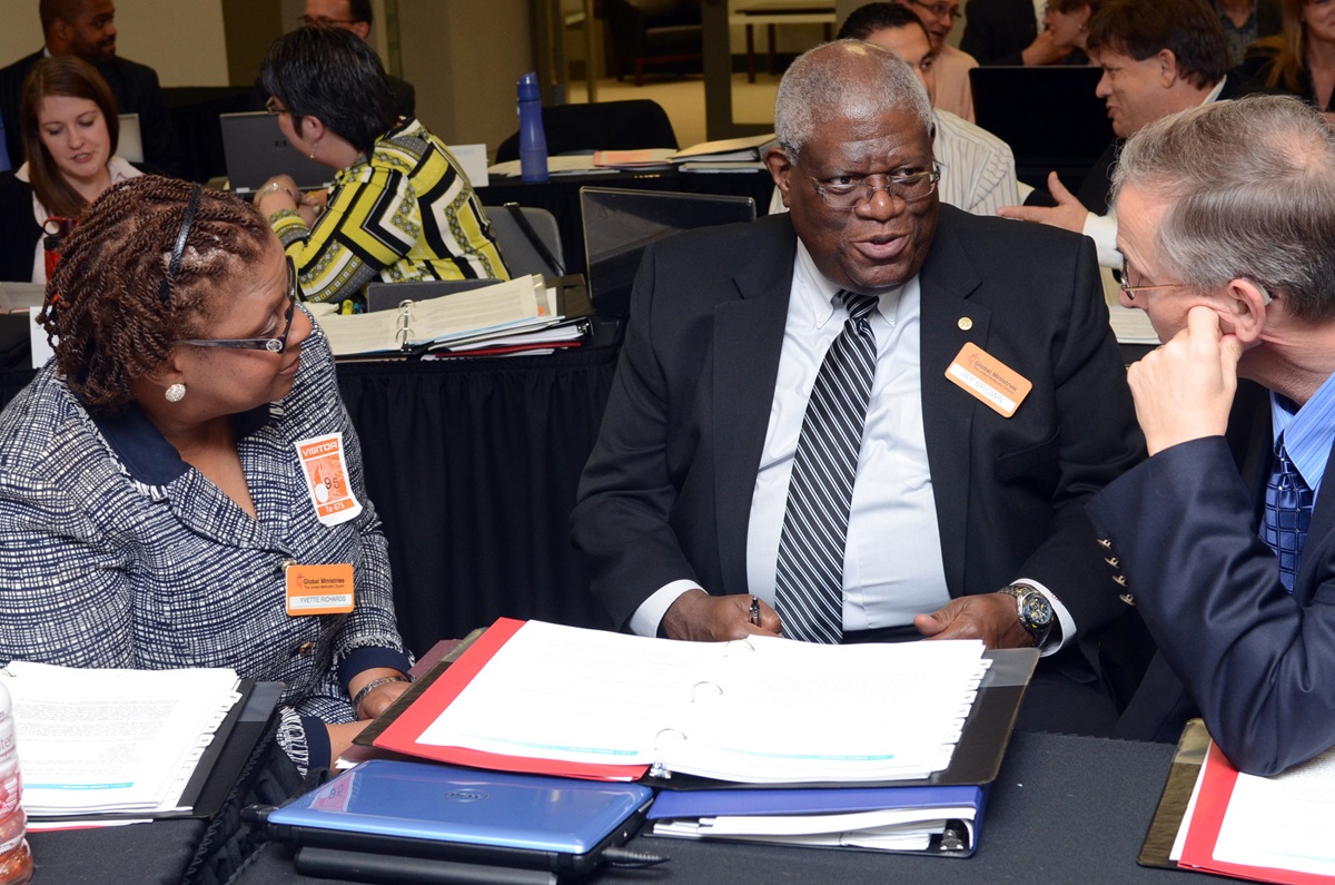 Directors of the Board of Global Ministries include (from left): Yvette Richards, Missouri; Jay Brown, Greater New Jersey; and the Rev. Dan Bryant, East Ohio.