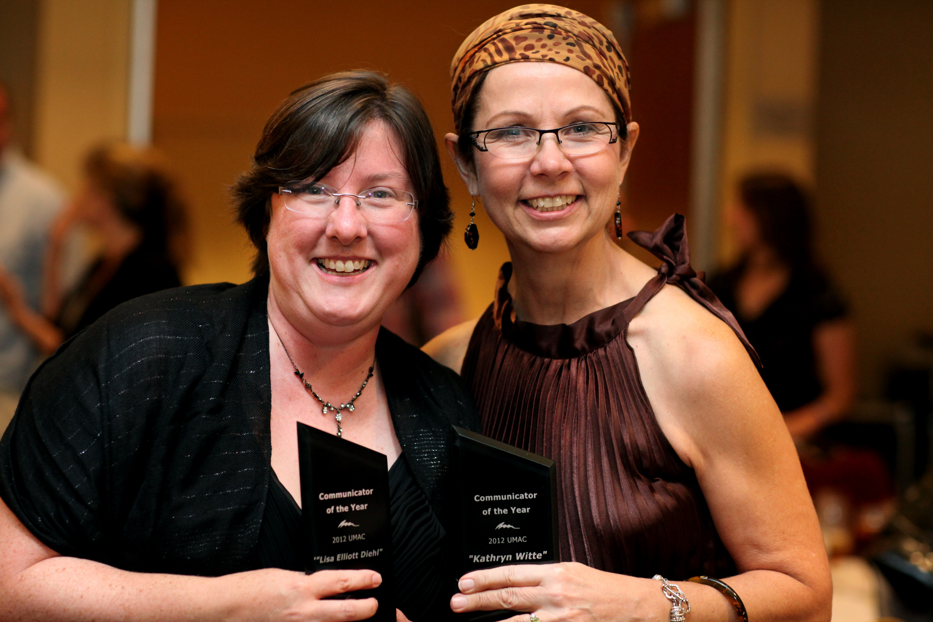 Lisa Elliott Diehl (left) and Kathryn Witte were honored Oct. 19 as co-Communicators of the Year by colleagues from across the United Methodist denomination. UMNS photos by Kathleen Barry.