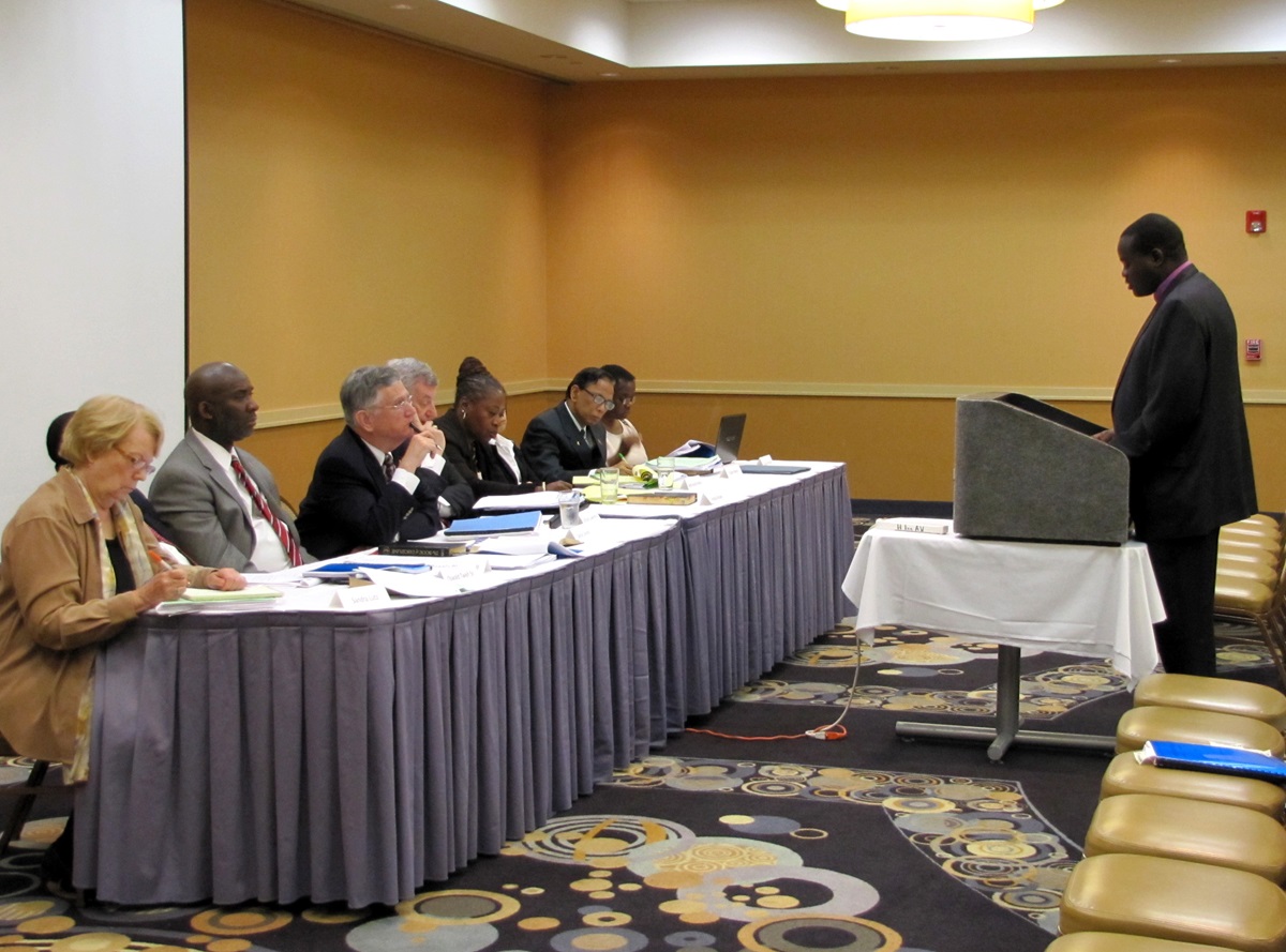 Bishop Daniel Wandabula addresses the Judicial Council. A UMNS photos by Anne Marie Gerhardt.
