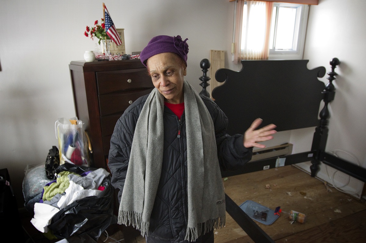 Margaret Lowe, 75, describes the damage caused by floodwaters from Hurricane Sandy at her home in Freeport, N.Y., on Long Island. The water buckled floors and ruined walls and furniture. Lowe is a member of Freeport United Methodist Church.