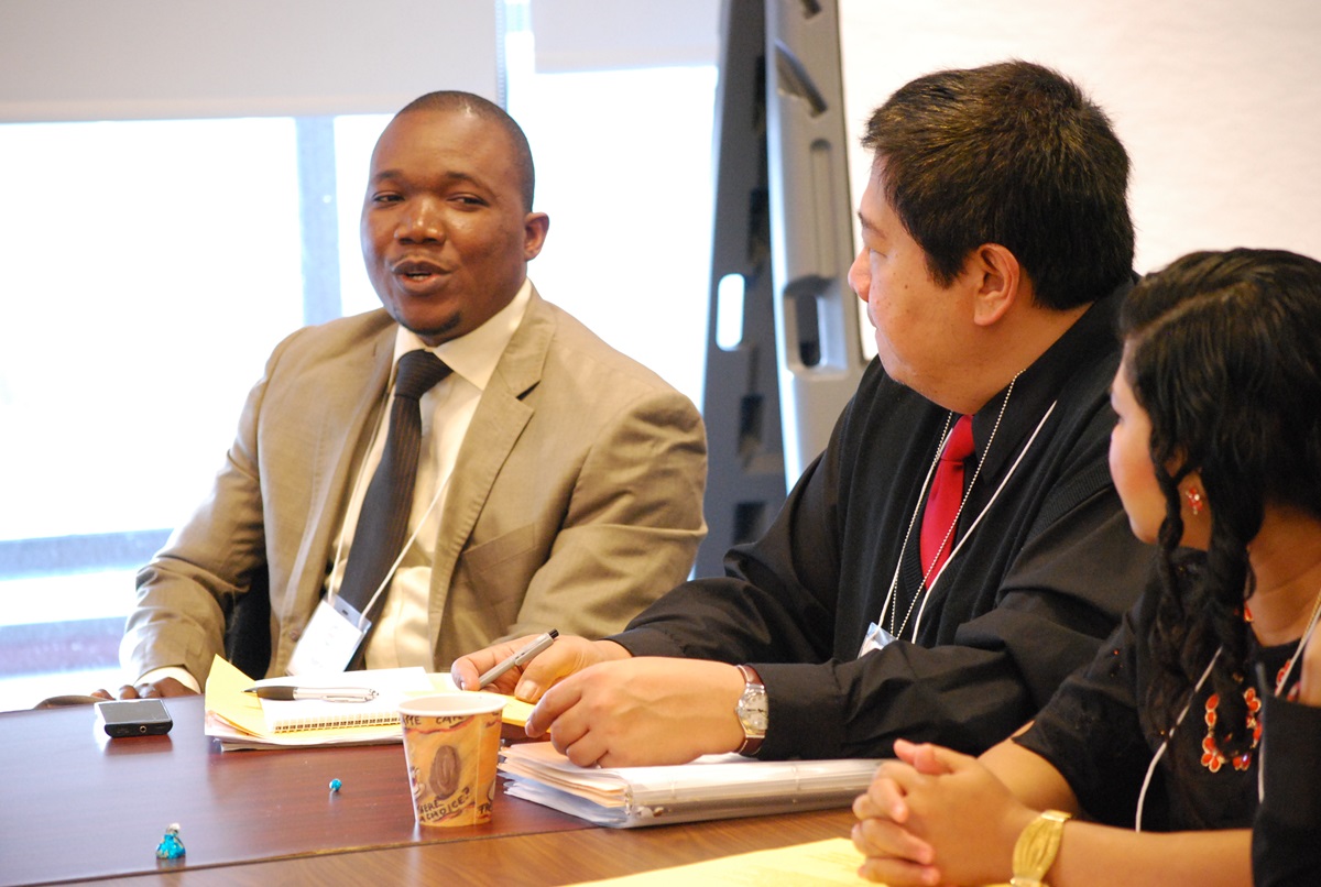 Jefferson Knight, left, of Liberia was among the United Methodist participants in a Feb. 12 panel discussion at the Church Center for the United Nations. UMNS Photo by Michelle Whittaker.