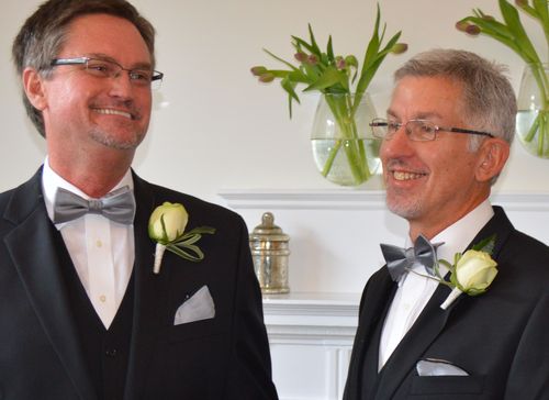 Bobby Prince and Joe Openshaw married in a civil ceremony in September and now look forward to being married by retired Bishop Melvin G. Talbert in the presence of family and friends on October 26. Photo by Kevin Higgs.