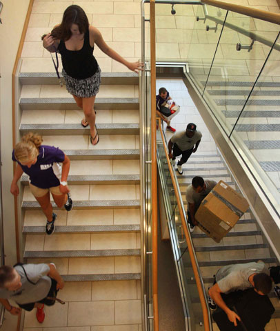 Students move into a new residence hall at McKendree University. McKendree University is named after Bishop William McKendree, the first American-born bishop of The Methodist Church.