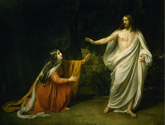 “Christ’s Appearance to Mary Magdalene after the Resurrection” is a painting by Alexander Ivanov from 1835. A web-only photo from Wikimedia Commons. 