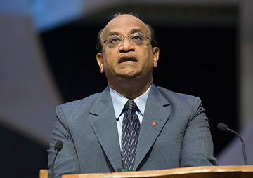 Bishop Sudarshana Devadhar addresses the 2008 United Methodist General Conference in Fort Worth, Texas. Devadhar said in a letter to the New England Annual (regional) Conference following the bombing at the Boston Marathon that the