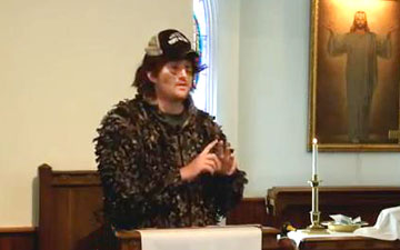 The Rev. Russell Clark preaches out-of-the box sermons  - sometimes wearing funny hats and costumes - free of church jargon and  highlighting new and traditional music to appeal to people at different life  stages.