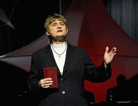 Lyn Powell, lay leader of the North Georgia Annual (regional) Conference, delivers the Laity Address April 24 to the 2008 United Methodist General Conference in Fort Worth, Texas. 