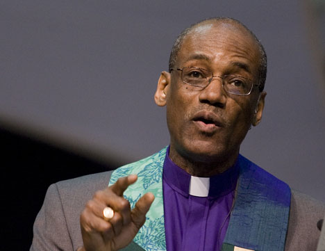 United Methodist Bishop Ernest S. Lyght gives the sermon during morning worship on April 28 at the 2008 United Methodist General Conference in Fort Worth, Texas. 