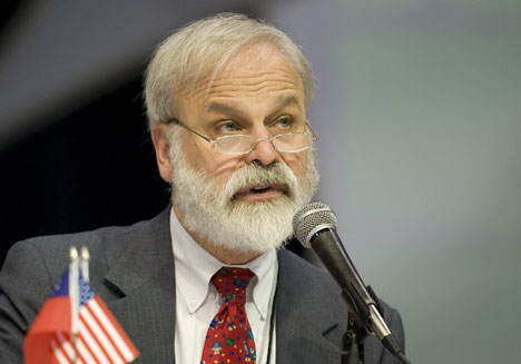 The Rev. Fitzgerald Reist, secretary of the 2008 United Methodist General Conference, reads a Judicial Council ruling stating that efforts to mandate membership in various church bodies are unconstitutional.