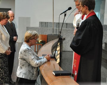 Meeli Tankler is installed as president of Baltic Methodist Theological Seminary, Tallinn, Estonia. A web-only photo by llas Tankler.