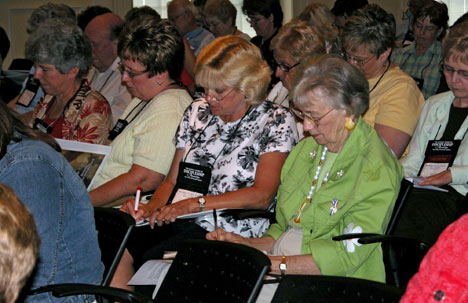 Participants learn ways to improve their personal prayer lives and local church prayer ministries at the "Becoming a People of Prayer" conference at Brentwood (Tenn.) United Methodist Church. The event was sponsored by the United Methodist Board of Discipleship and Aldersgate Renewal Ministries as a prelude to the 2008 General Conference