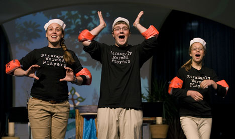 The Strangely Warmed Players perform a satirical skit during morning worship at the 2008 United Methodist General Conference. 