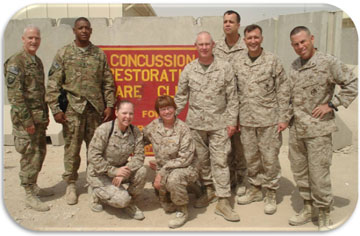 The Rev. Dave Smith, Army colonel and chaplain (far left), stands with some of his Marine colleagues. A UMNS photo courtesy of Rev. Dave Smith.