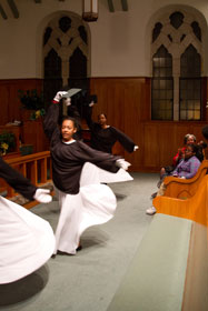 Members of My Soul's Desire dance ministry, affiliated with Wesley Chapel United Methodist Church in Little Rock, helped to lead the Friday night worship.