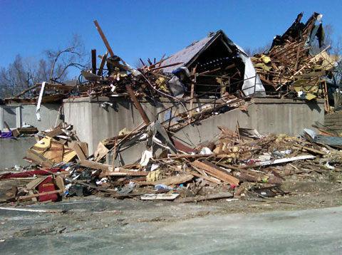 A tornado destroyed Harveyville (Kan.) United Methodist Church. UMNS web-only photos by Julie Pohl.