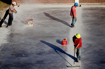 Workers prepare a foundation for the New Alumni Hall building at Meharry Medical College in Nashville, Tenn. The 5,600-square-foot building is one of three construction projects underway at the United Methodist-related institution.