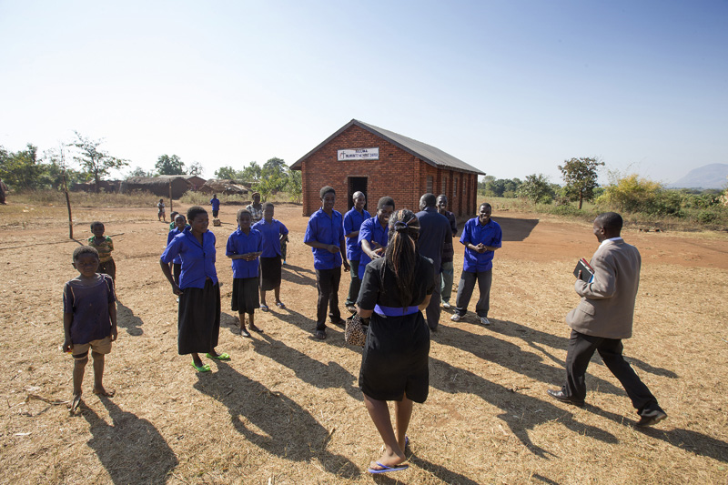 Members of the choir welcome visitors to the Nkuwa, Malawi United Methodist Church. A UMNS photo by Mike DuBose.