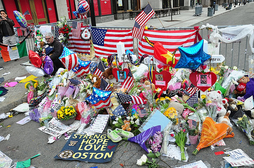 A memorial for the Boston Marathon attack on April 15, 2013. United Methodists around the world testified to seeing God in the response to the tragedy. Photo by Anubis Abyss/Creative Commons.