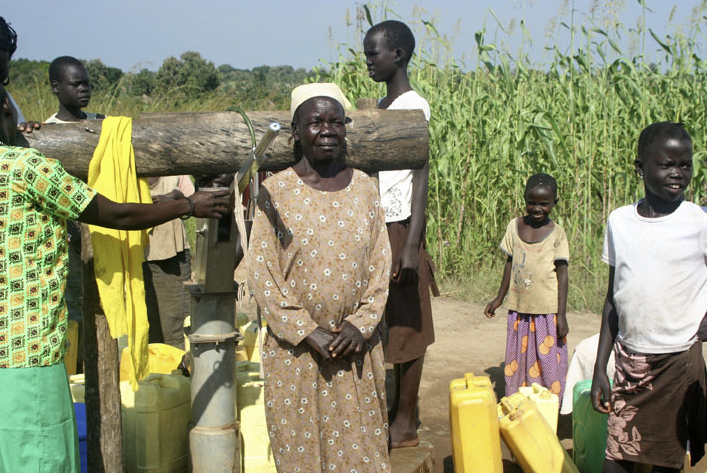 Sudanese women and children wait to get water from a borehole in Yei, Sudan.
Photos courtesy of the Holston Annual Conference of the United Methodist Church.