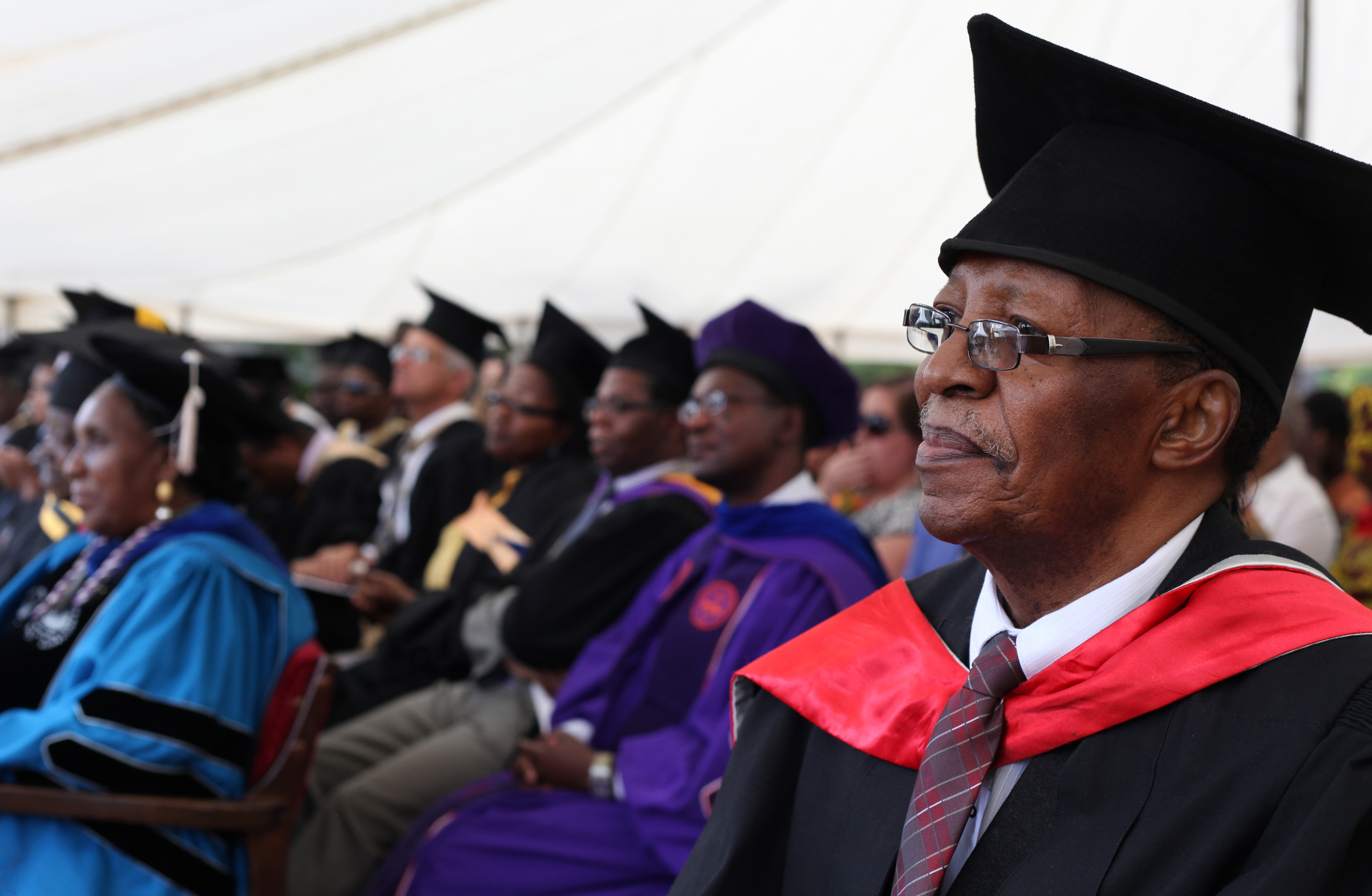 Athanasius Mphuru, is recognized as a "pioneer staff member" during the March 23, 2013 20th anniversary celebration of Africa University. Mphuru is also professor of entomology and the former deputy vice chancellor.