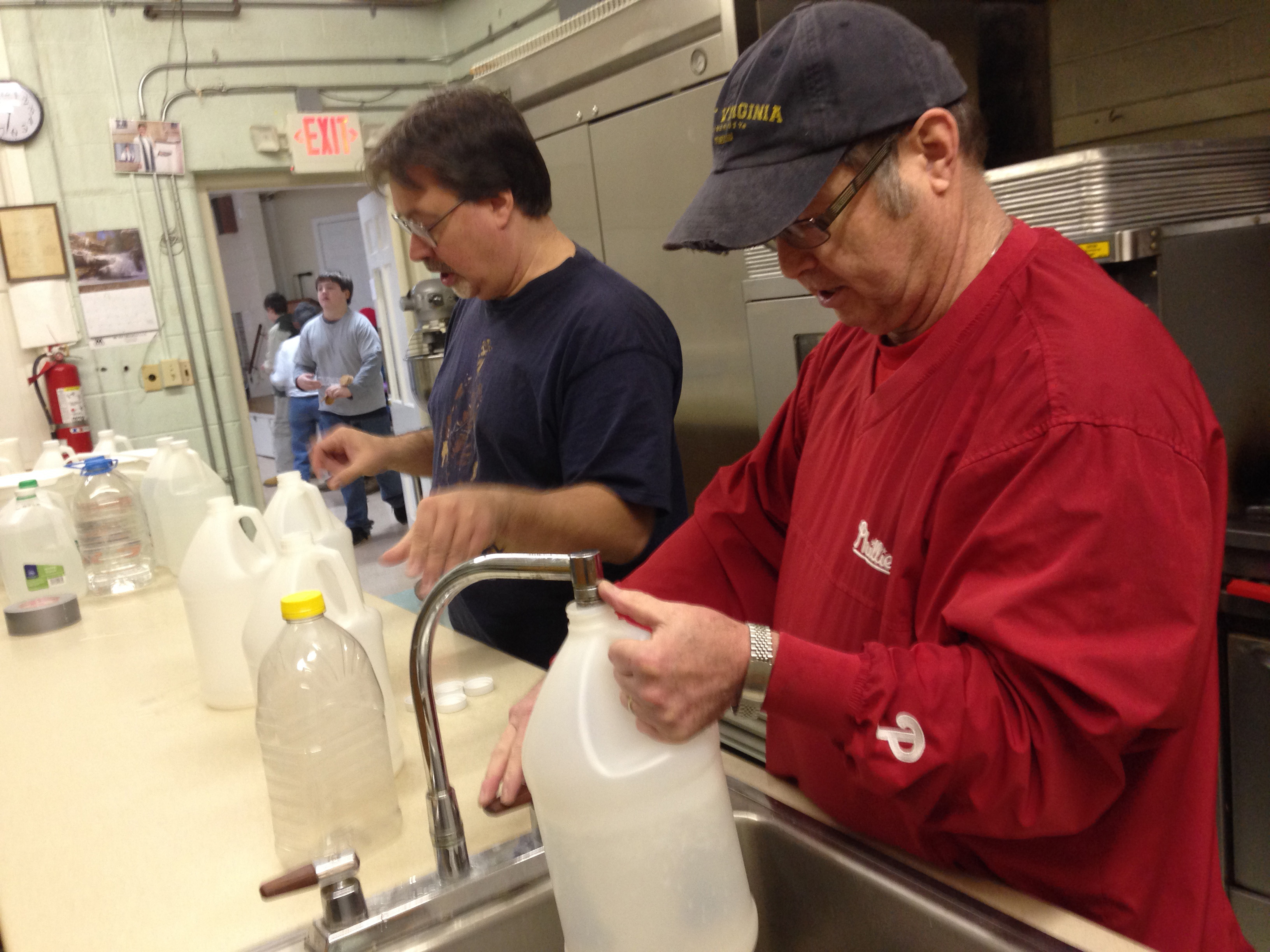 Members of St. Andrews United Methodist Church in the St. Albans area of West Virginia filled water containers for community members affected by a chemical spill. Photo by Adam Cunningham..