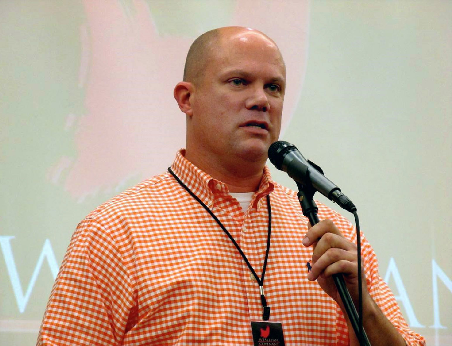 The Rev. Bryan Collier, lead pastor of The Orchard, a United Methodist congregation in Tupelo, Miss., speaks at the Wesleyan Covenant Network meeting.