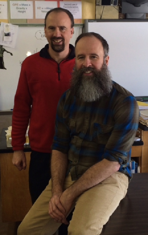 Kent Knappenberger won the first Grammy for a music educator. His brother Lon (standing) teaches science at the same school and last year was in the first group selected for the New York State Master Teachers program.