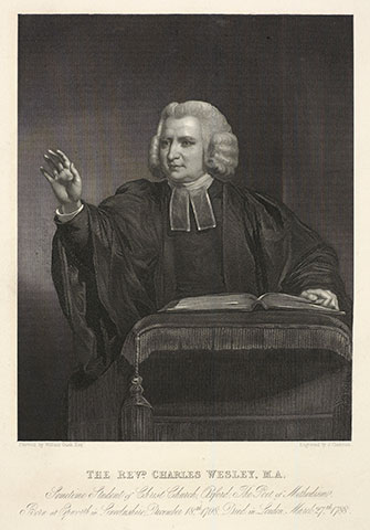 Charles Wesley is known for such hymns as "Hark! the Herald Angels Sing," but had a huge role, with brother John, in starting the Methodist movement. A web-only portrait courtesy of the University of Manchester.