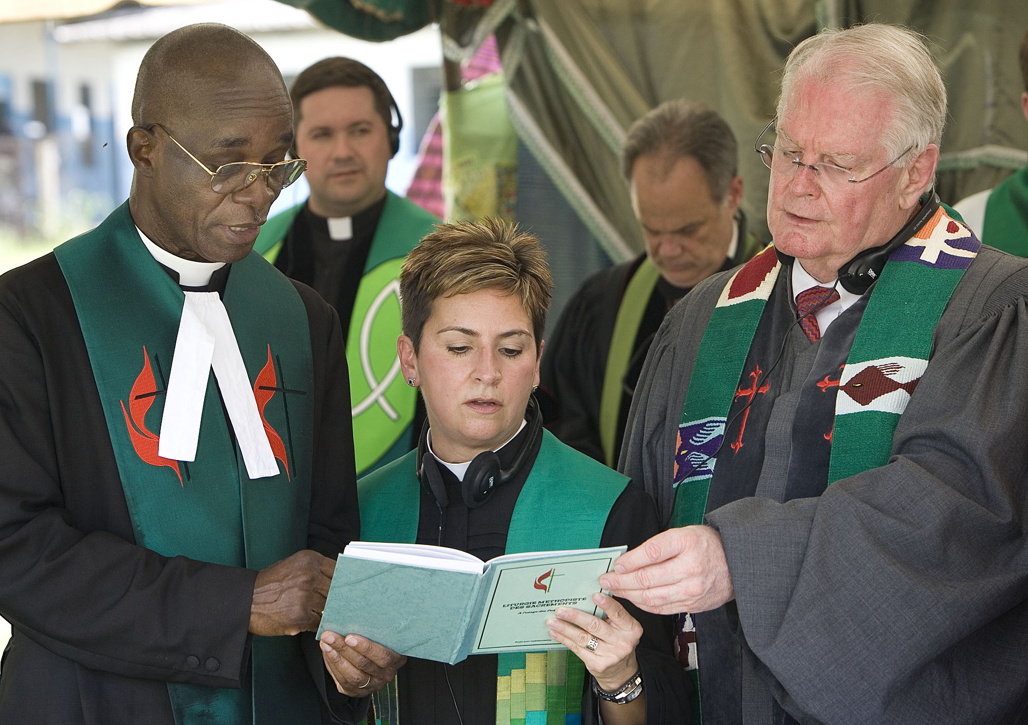 The Rev. Cynthia Harvey participates in a prayer service in Cote d'Ivoire in 2009. 