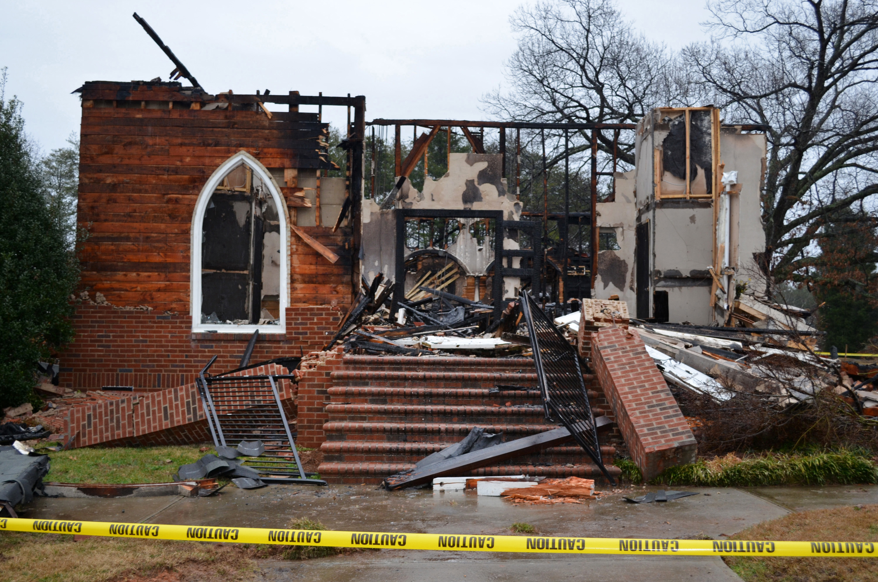A Dec. 22, 2012, fire destroyed the sanctuary, office area and part of the fellowship hall of Gideon Grove United Methodist Church, Stokesdale, N.C. Photo by the Rev. Nancy Rankin.