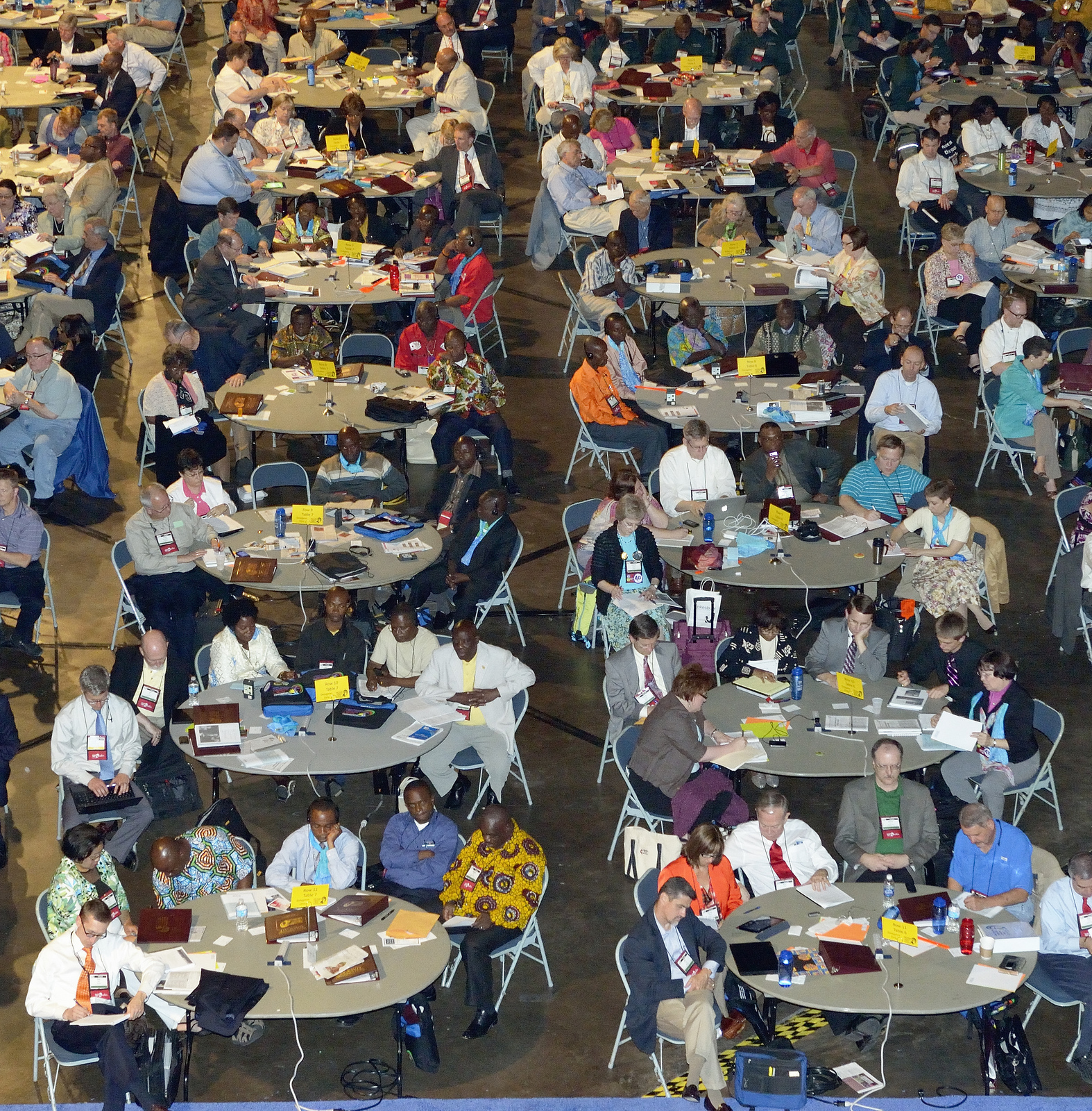 Delegates to the 2012 United Methodist General Conference in Tampa, Fla., are sitting at round tables for the first time, a step designed to encourage better discussion of issues facing the the denomination's top legislative body. Meeting once every four years, General Conference is the only body that can speak as The United Methodist Church. 
