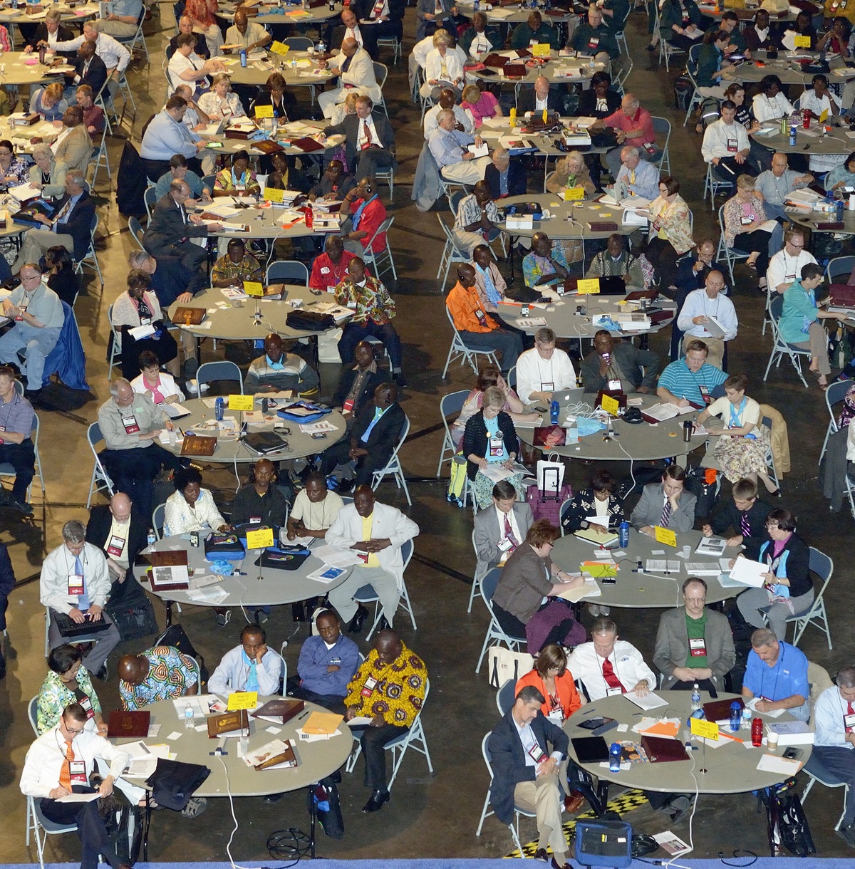 Delegates to the 2012 United Methodist General Conference in Tampa, Fla., are sitting at round tables for the first time, a step designed to encourage better discussion of issues facing the the denomination's top legislative body. Meeting once every four years, General Conference is the only body that can speak as The United Methodist Church. 