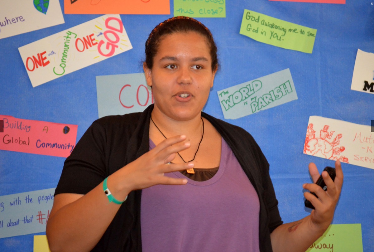Diamond Pate, a Pfeiffer graduate and US-2 with the United Methodist Board of Global Ministries, participates in a training for young adults in mission. Photo by Melissa Hinnen, GBGM