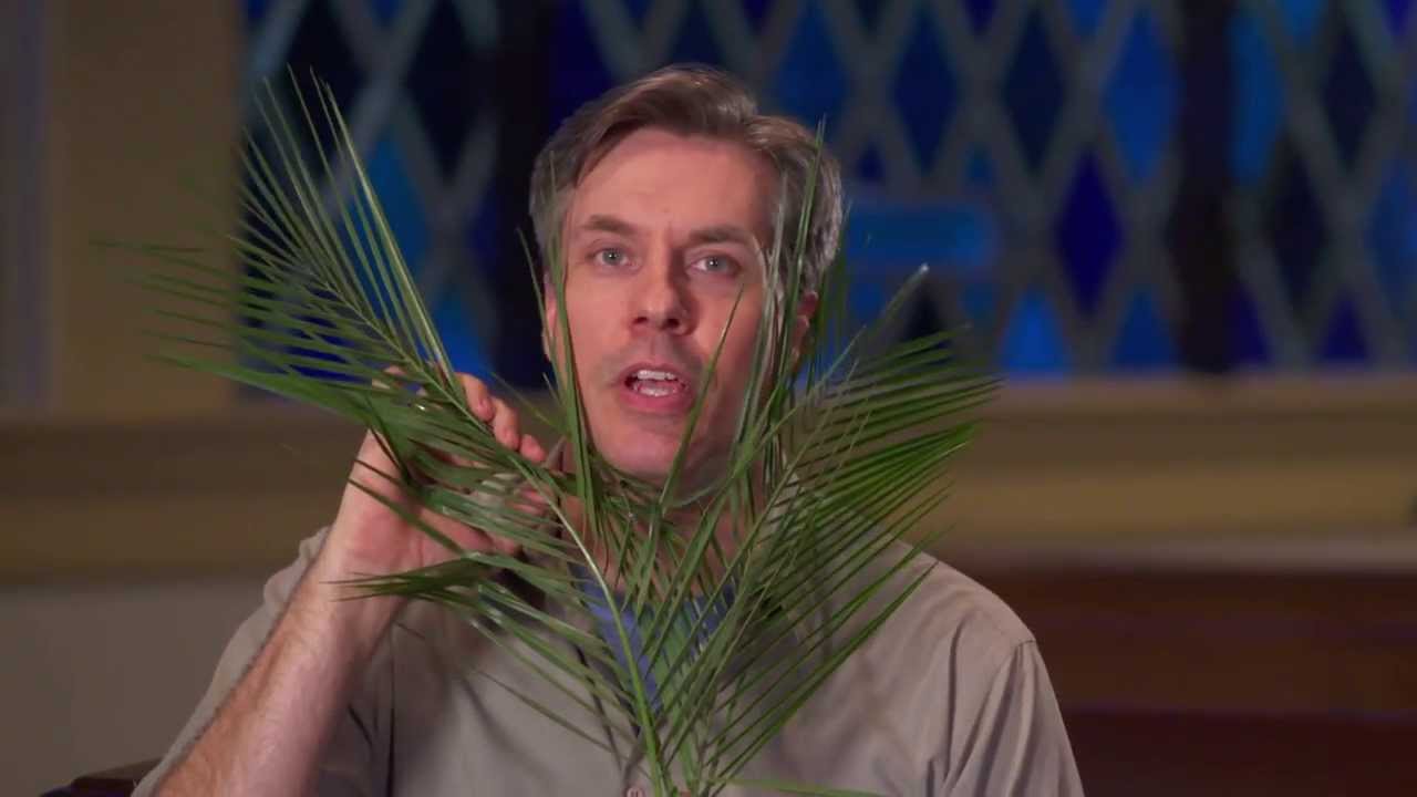 Josh Childs, as Chuck, explains the tradition of Palm Sunday. Video image courtesy of United Methodist Discipleship Ministries