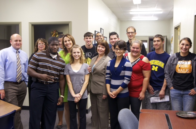 Staff and first generation students get together during the Academic Services Fall Open House at Adrian College.