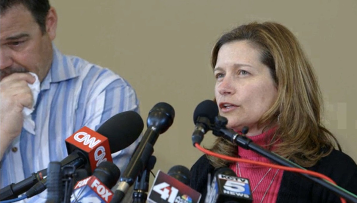 Will Corporon, left, and Mindy Corporon, talk to reporters at the United Methodist Church of the Resurrection after their father Dr. William Corporon, 69, and nephew and son, Reat Underwood, 14, were killed April 13. A third woman was killed by the same gunman. 
Photo courtesy of United Methodist Church of the Resurrection
