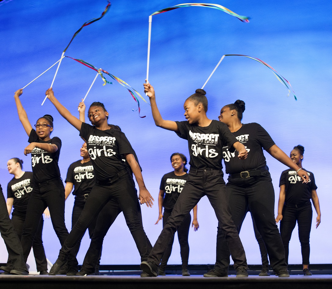 Summer of Sisterhood, a girls’ musical group from Cleveland, Ohio, performs at Assembly 2014. 
