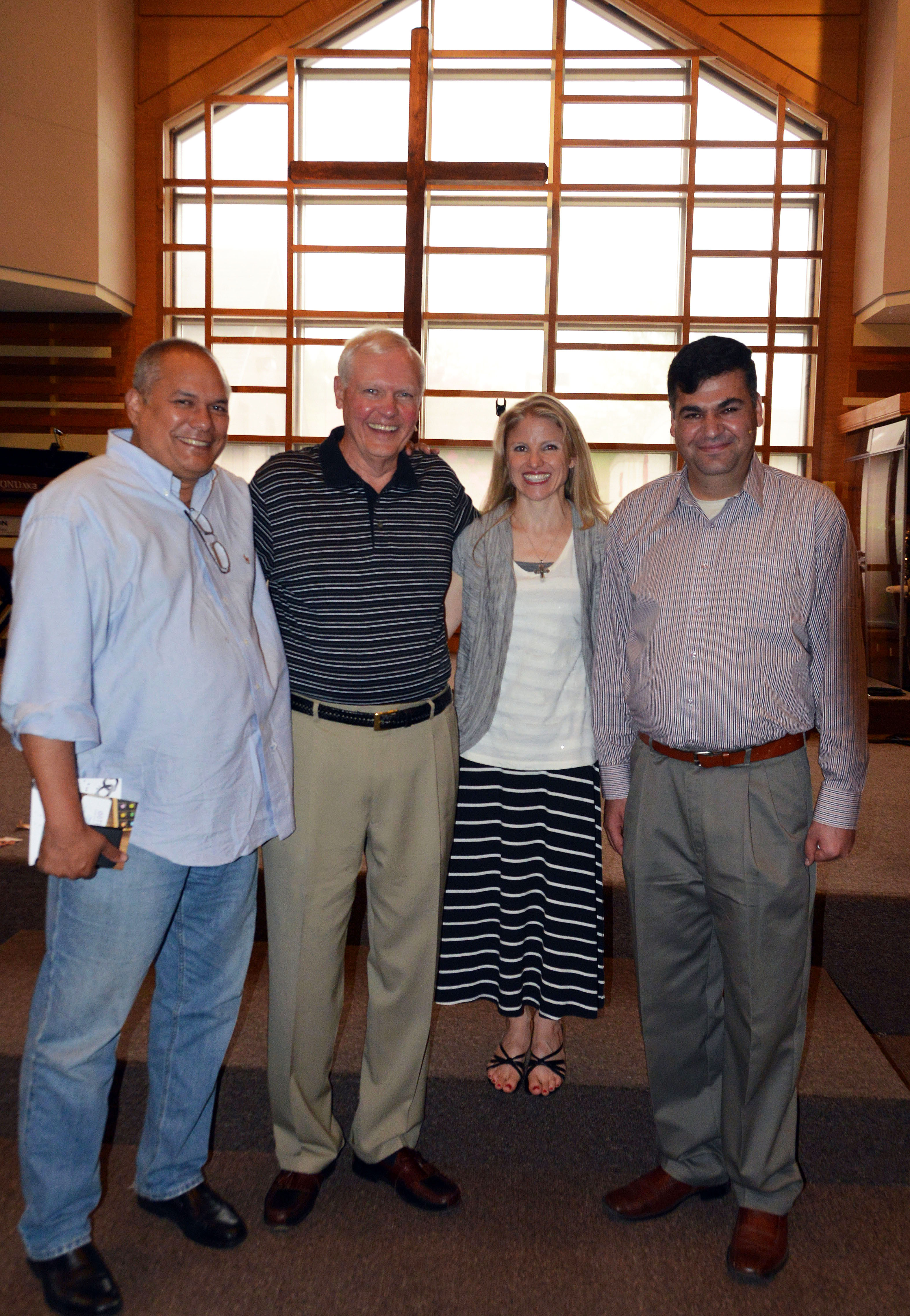 Hameed (right) gathers with friends at Christ Church. From left are: Rennie Chan, Bill Shugarts and the Rev. Monica Reynolds. 