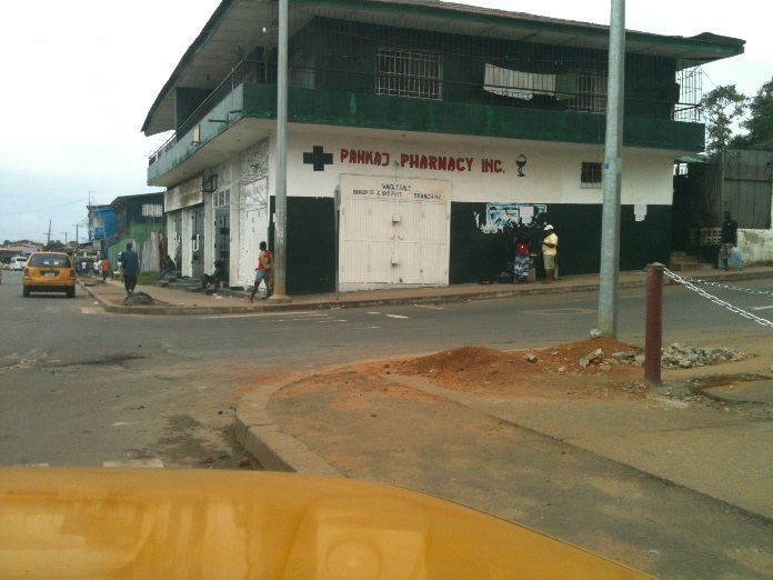 A store in Monrovia, Liberia, was closed after a nationwide curfew and other restrictions were imposed  to stop the spread of Ebola. Violent protests broke out after two Monrovia neighborhoods were quarantined and people were not allowed to leave. In the rest of the city, some stores and banks were closed because of confusion about restrictions imposed by the government. 