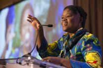 The Rev. Betty Kazadi Musau of the Democratic Republic of Congo gives the sermon during opening worship at the Game Changers Summit at the Opryland Hotel in Nashville, Tenn. Photo by Mike DuBose, UMNS.