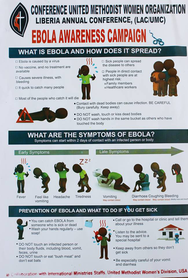 A close-up of an Ebola awareness poster shared by the Liberia United Methodist Women. 