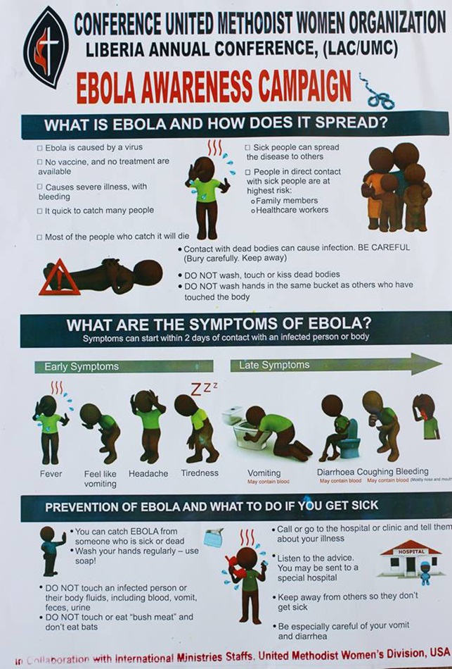 A close-up of an Ebola awareness poster shared by the Liberia United Methodist Women. 