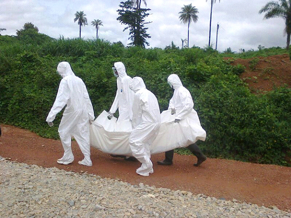 People in head-to-toe protective gear taking away dead bodies have become common in West Africa.