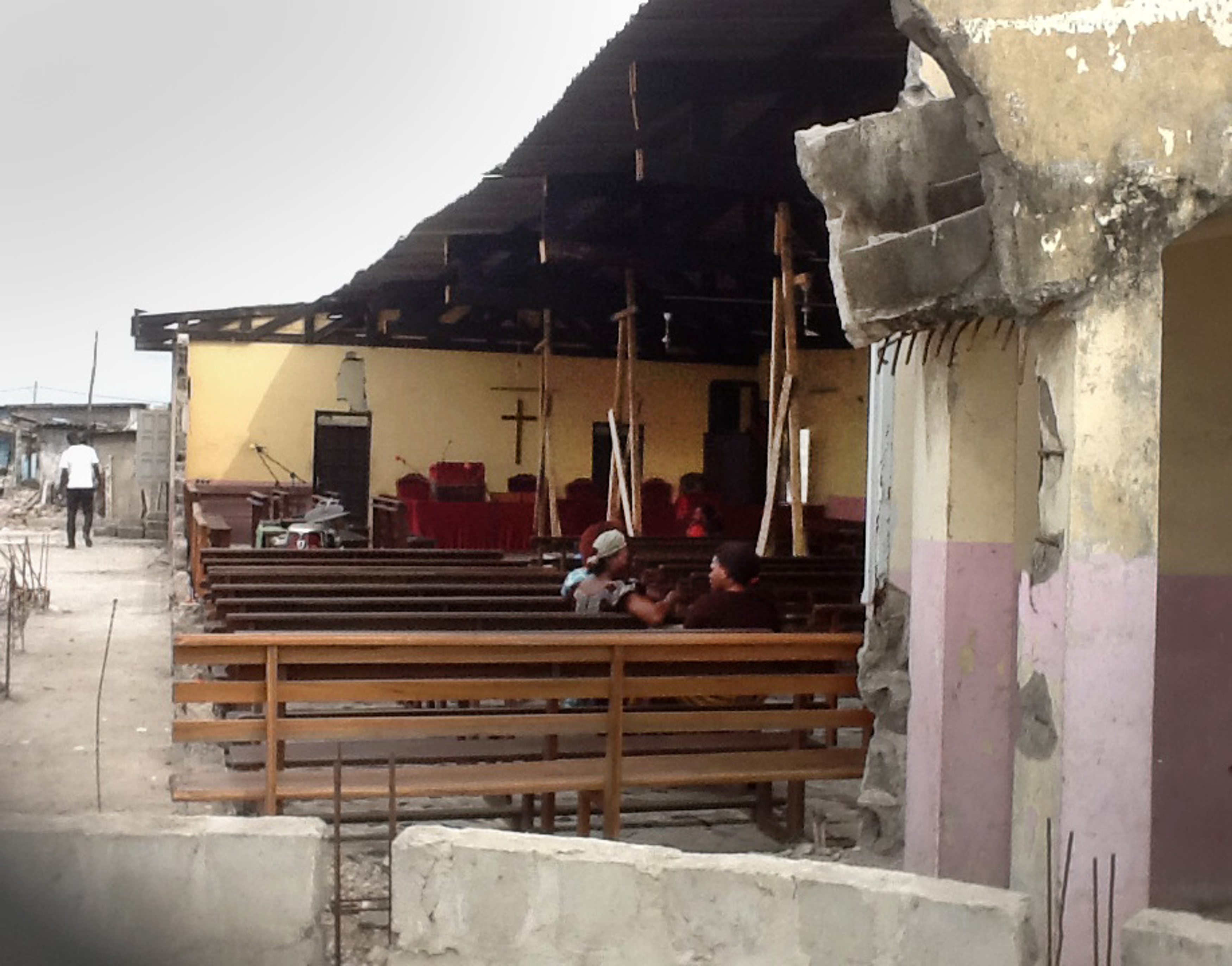 Another view of damage to the church. Photo by Isaac Broune, UMNS