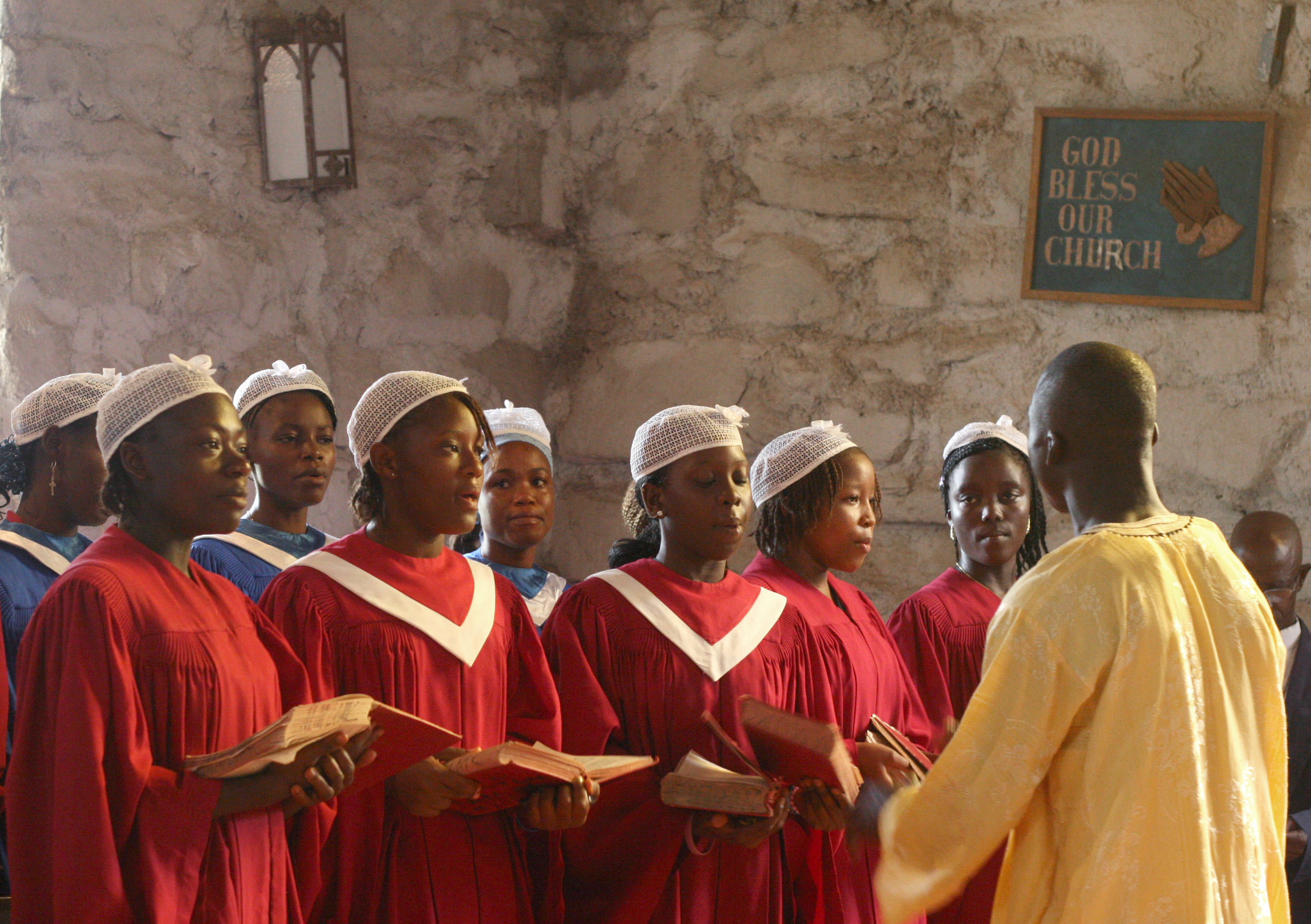The Miller McAllister United Methodist Church is located at the Ganta United Methodist Mission Station that was started by missionaries from the U.S. in 1926. In this 2012 file photo, choir members sing during worship.