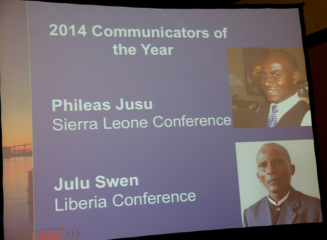 Phileas Jusu and Julu Swen were named 2014 United Methodist Communicators of the Year for their coverage of the deadliest Ebola outbreak in history. Photo by Art McClanahan
 
